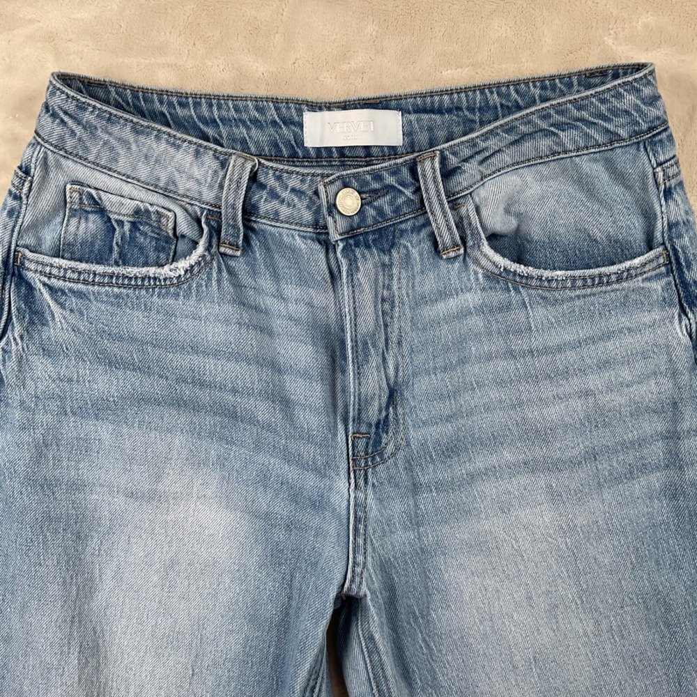 Vervet Blue Women Mid Rise Kate Barrel Jeans Light Wash Blue Size 27 - Picture 2 of 10